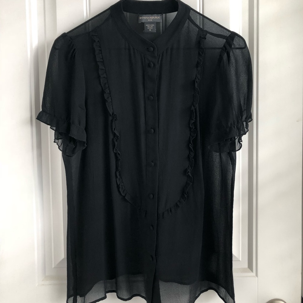 Banana Republic Sheer Blouse - Black